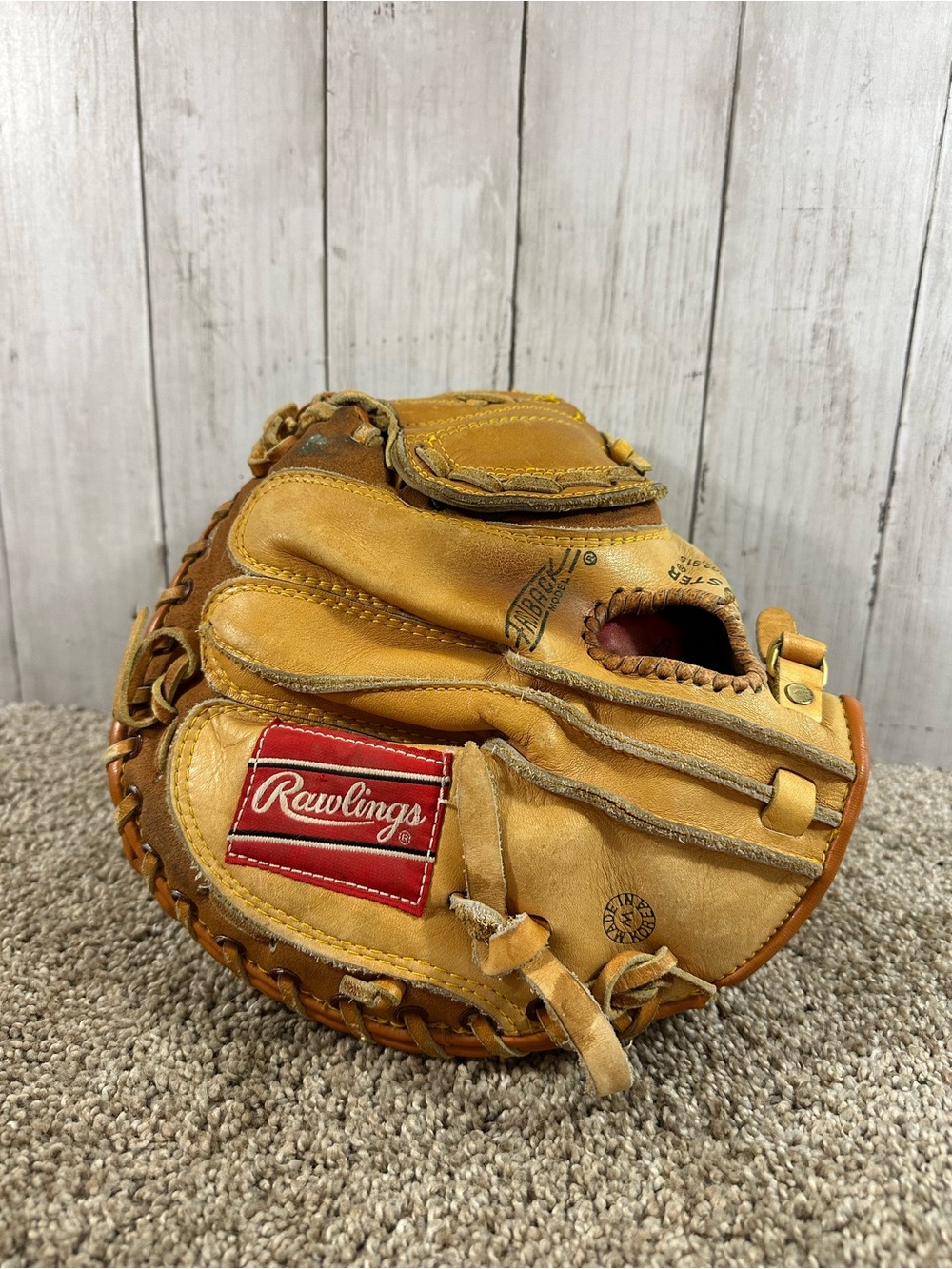 Vintage Rawlings RCM30 Lance Parrish Catcher Mitt Lite Toe Deep Well Left Handed